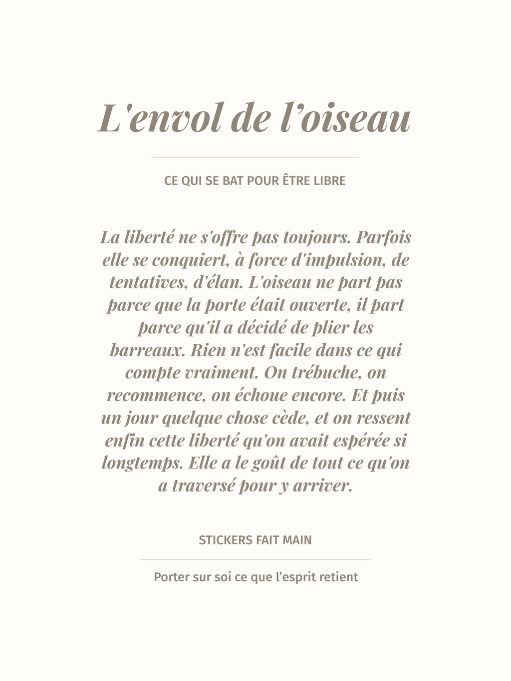 Sticker illustré d'un oiseau en envol, pack Petites Histoires Noème