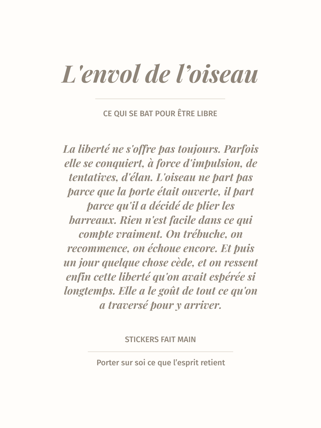 Sticker illustré d'un oiseau en envol, pack Petites Histoires Noème