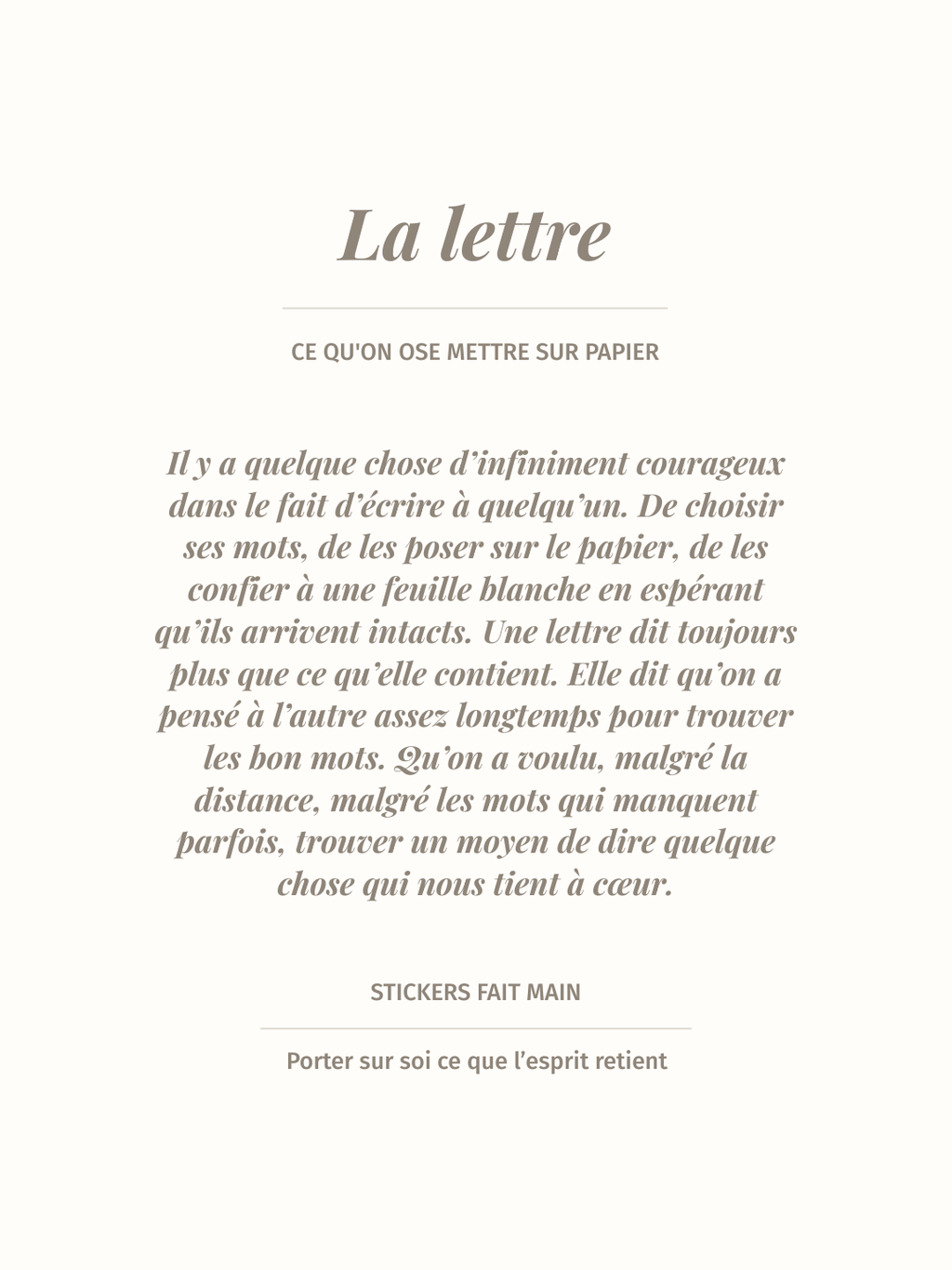 Sticker illustré d'une lettre, pack Petites Histoires Noème